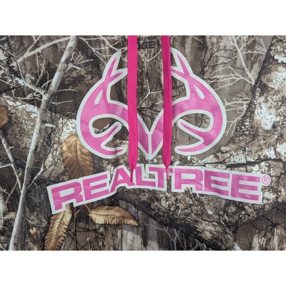 RealTree Women's XL 16-18 Performance Fleece Lined Hoodie Pink Camo Antler Print - Picture 4 of 13